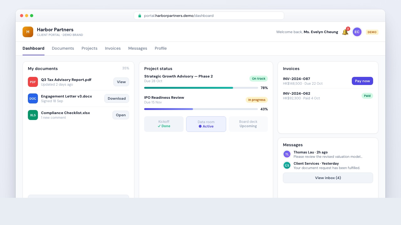 Related demo: client portal pattern that can host in-product AI helpers